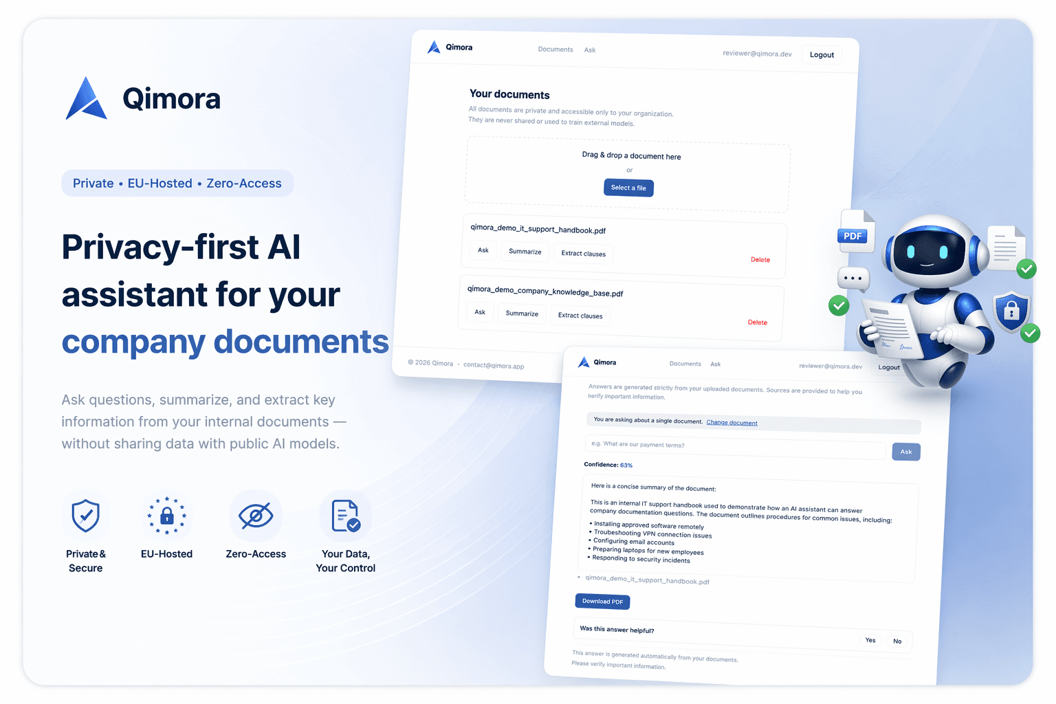 Qimora – Plateforme IA orientée confidentialité